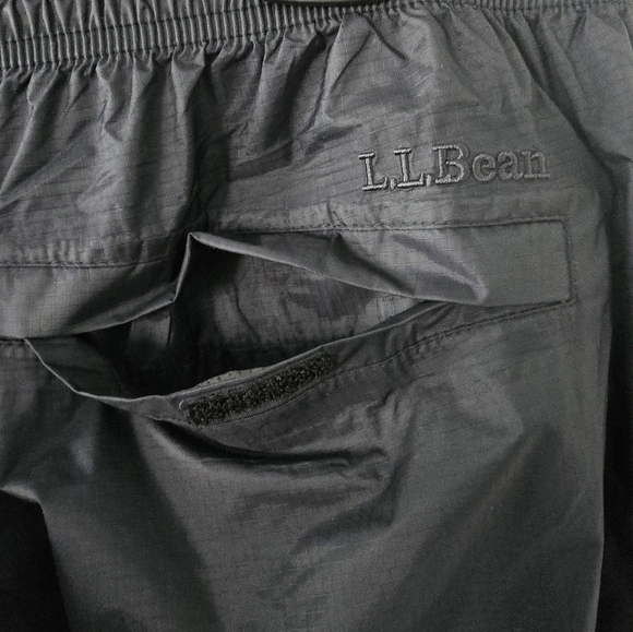 LL Bean Waterproof Pants Men Sz L Black Nylon Zip Ankles Elastic Waistband - Picture 10 of 16